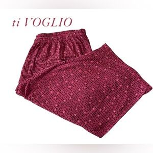 5X TiVOGLIO 100% Cotton Sleep/ Lounge Pants; Deep Pink with Script & Heart Print